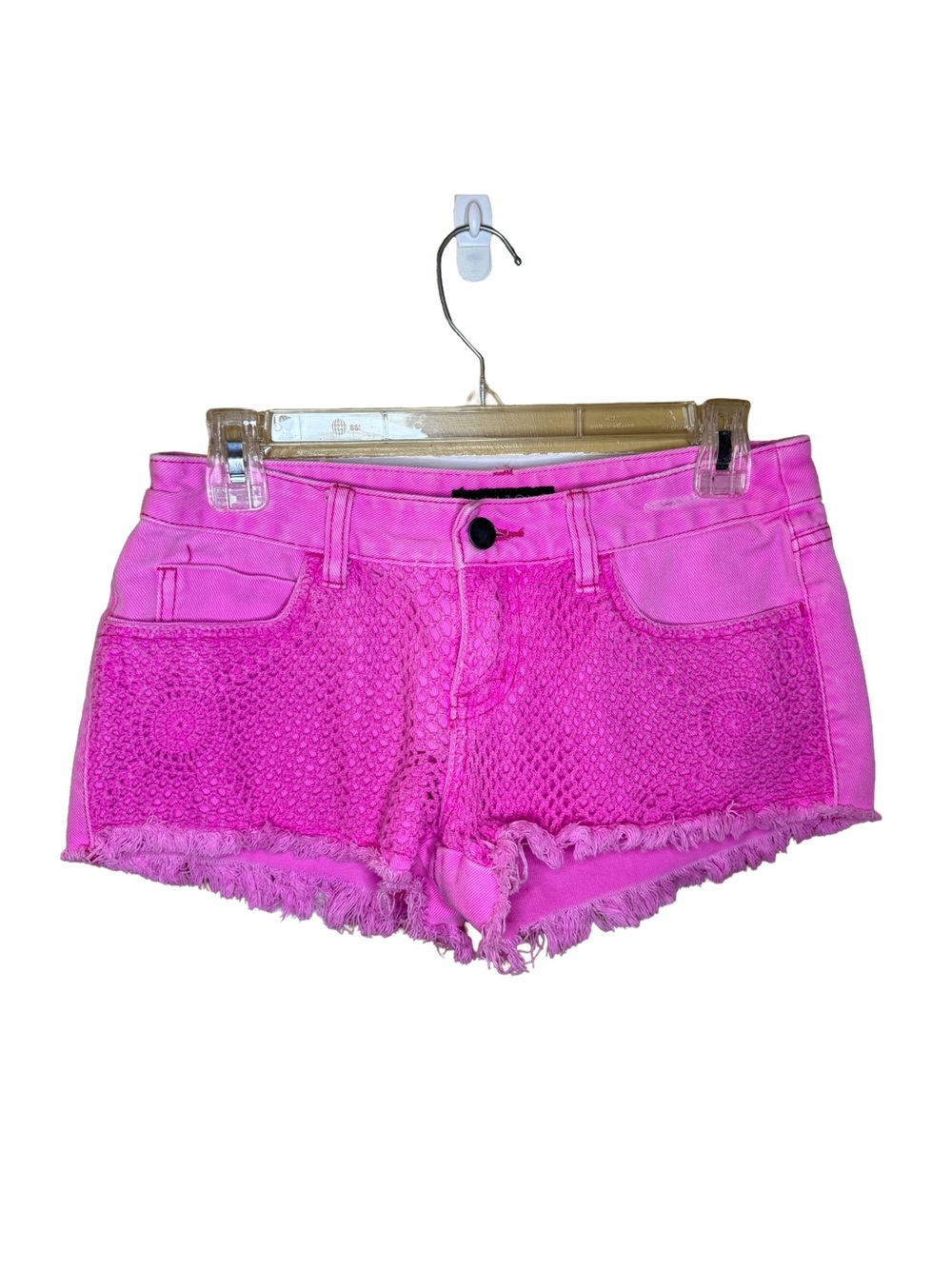 Billabong Pink Crochet Denim Cutoff Shorts Women’s Size 3 Distressed Boho
